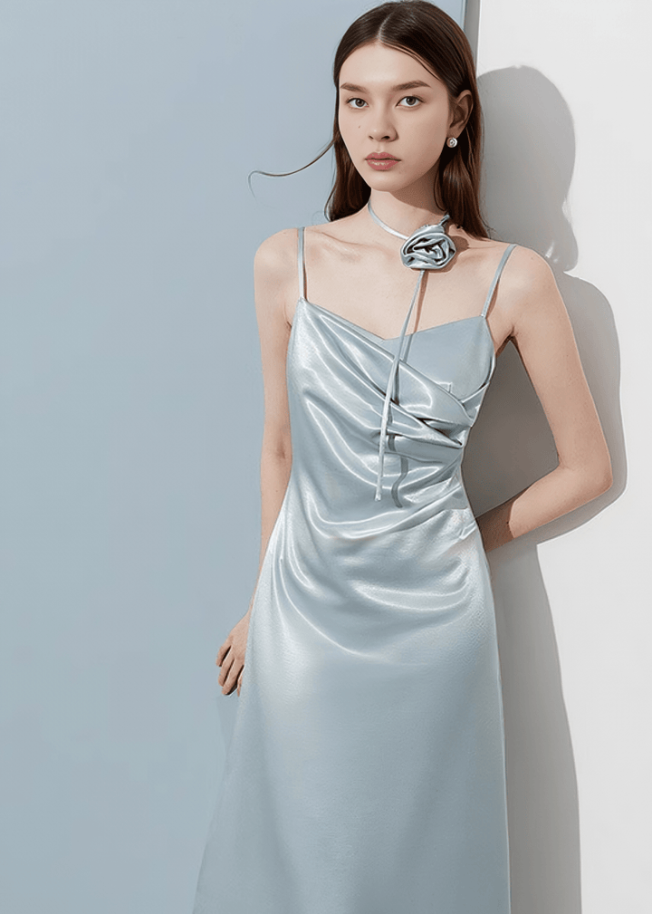 LUSTROUS DRAPED SLIP DRESS - Vera Lumina