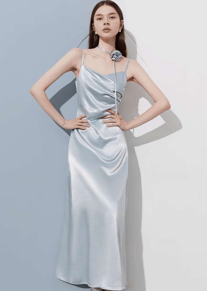 LUSTROUS DRAPED SLIP DRESS - Vera Lumina