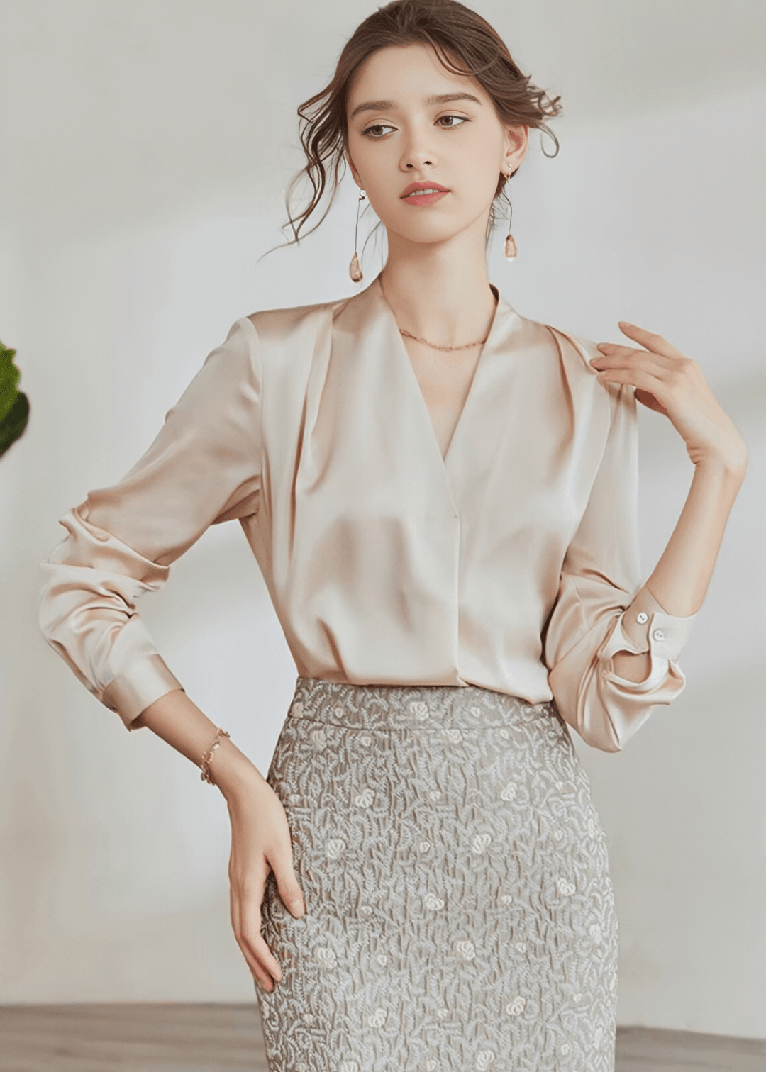 LUXE DRAPE V - NECK BLOUSE - Vera Lumina