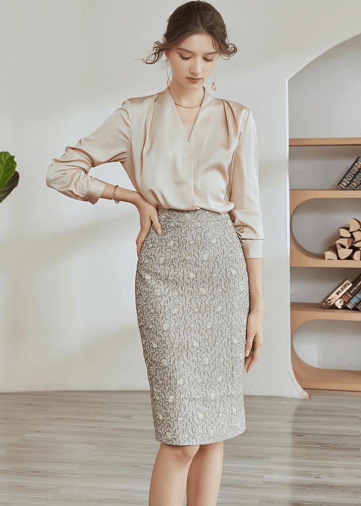 LUXE DRAPE V - NECK BLOUSE - Vera Lumina
