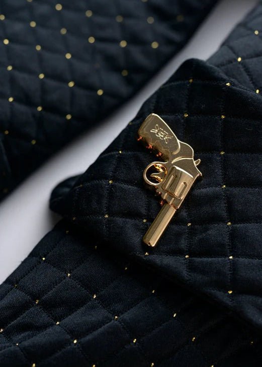luxury elegant black gold party coat - Vera Lumina