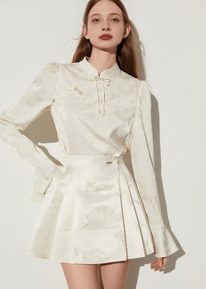 MANDARIN COLLAR JACQUARD SHIRT - Vera Lumina