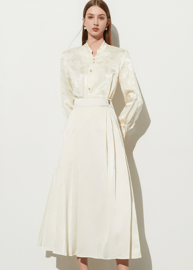 MANDARIN COLLAR JACQUARD SHIRT - Vera Lumina