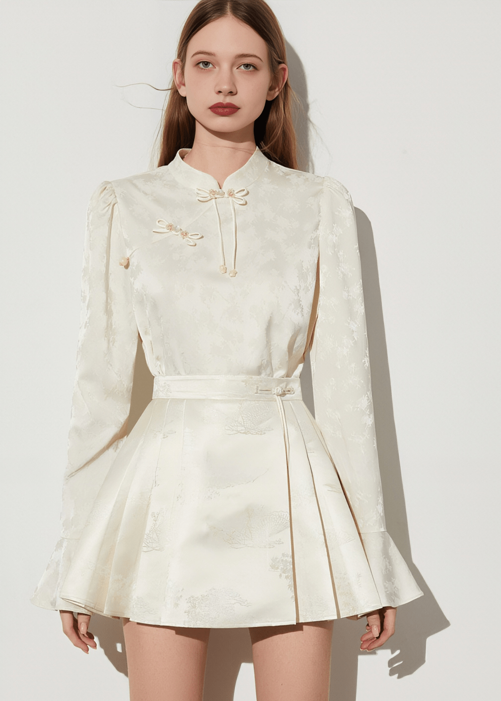 MANDARIN COLLAR JACQUARD SHIRT - Vera Lumina