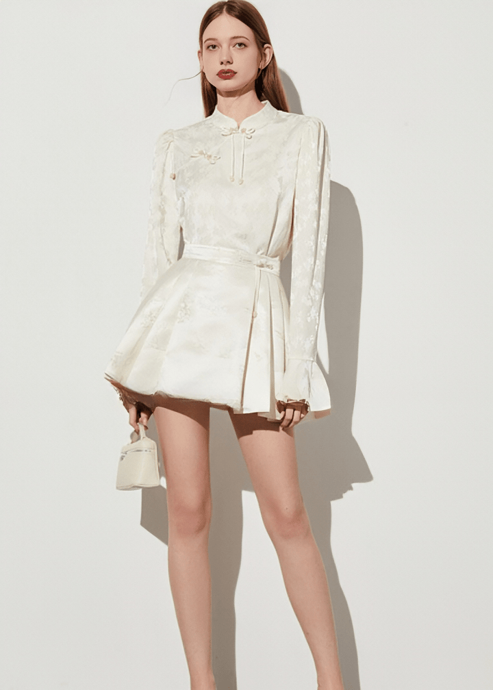 MANDARIN COLLAR JACQUARD SHIRT - Vera Lumina
