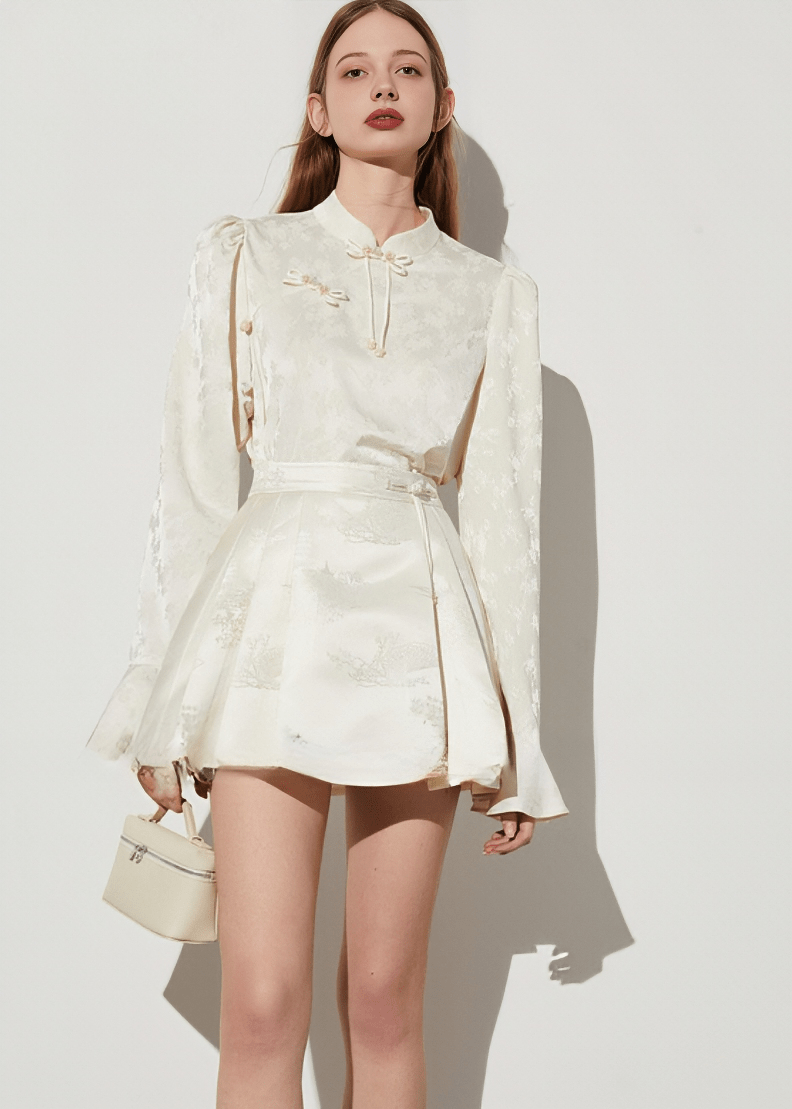 MANDARIN COLLAR JACQUARD SHIRT - Vera Lumina