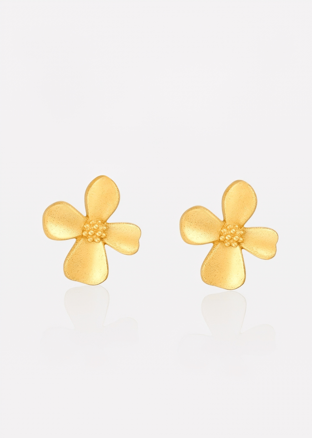 MATTE GOLD WHISPERING CLOVER PIERCED EARRINGS - Vera Lumina