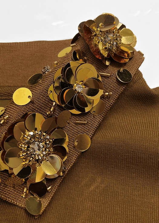 METALLIC BLOOM COLLAR DRESS - Vera Lumina