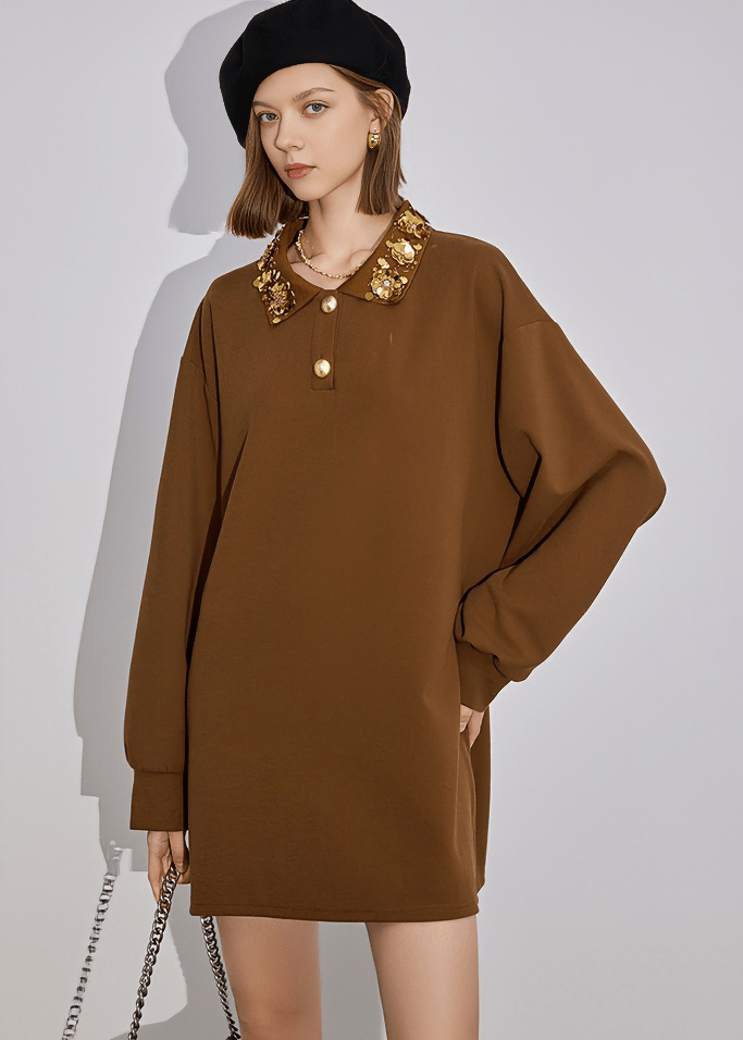 METALLIC BLOOM COLLAR DRESS - Vera Lumina