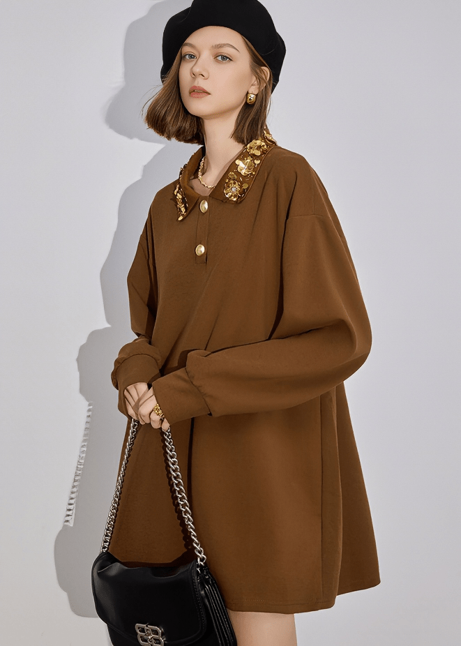 METALLIC BLOOM COLLAR DRESS - Vera Lumina