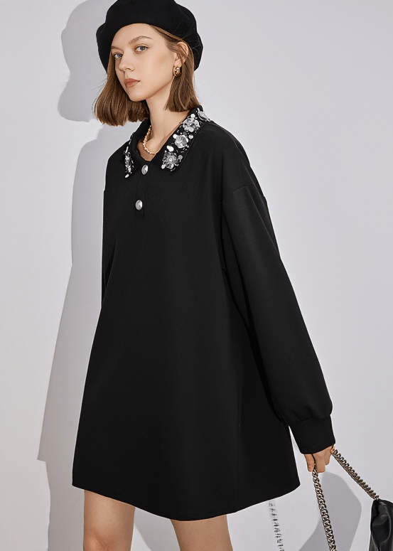 METALLIC BLOOM COLLAR DRESS - Vera Lumina