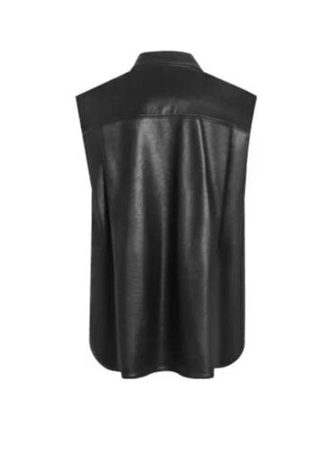 metallic gold A - line skirt & silhouette leather jacket - Vera Lumina