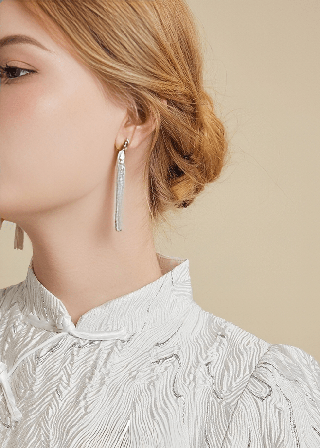 METALLIC LUSTER TASSEL PIERCED EARRINGS - Vera Lumina