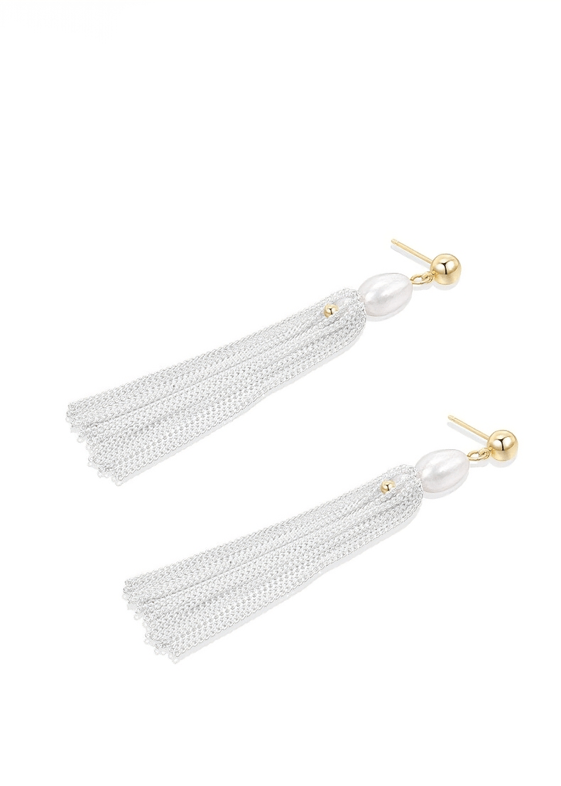 METALLIC LUSTER TASSEL PIERCED EARRINGS - Vera Lumina