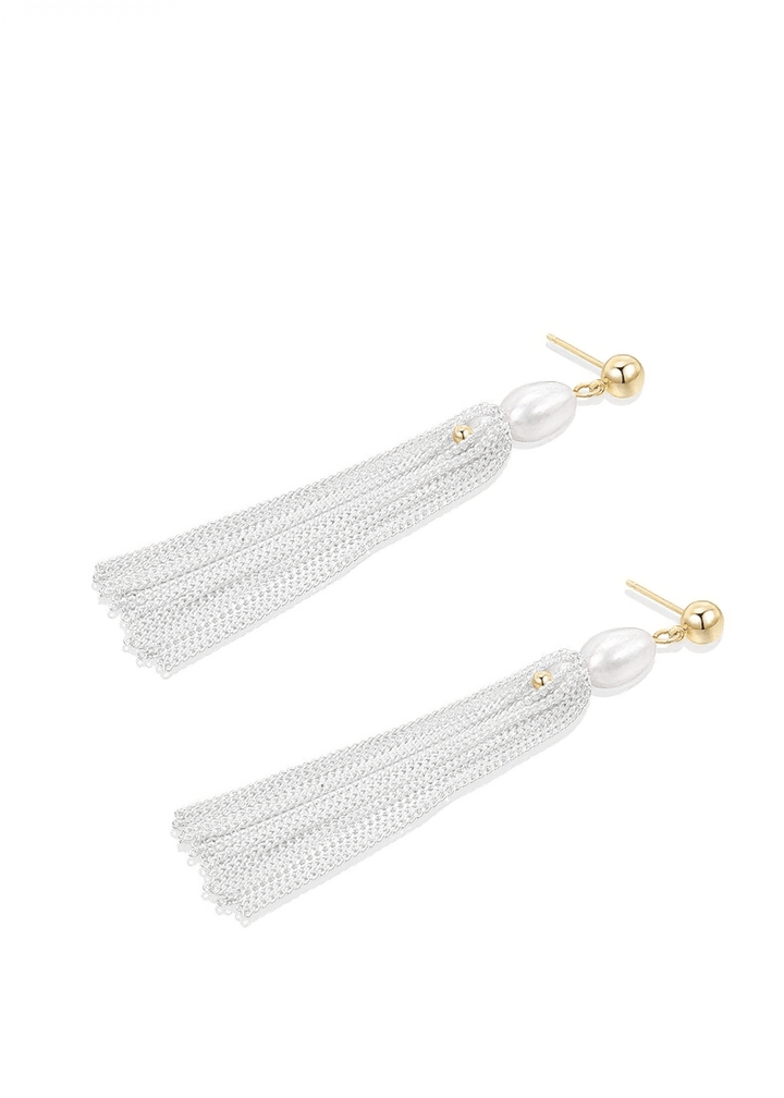 METALLIC LUSTER TASSEL PIERCED EARRINGS - Vera Lumina
