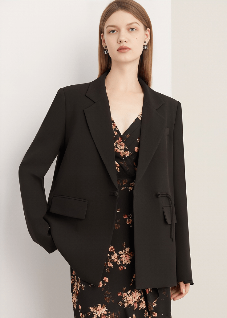 MIDNIGHT BOTANICAL SURPLICE FLOUNCE DRESS - Vera Lumina