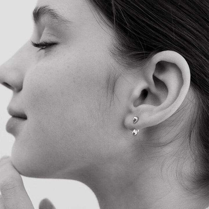 minimalist french water drop earrings - Vera Lumina