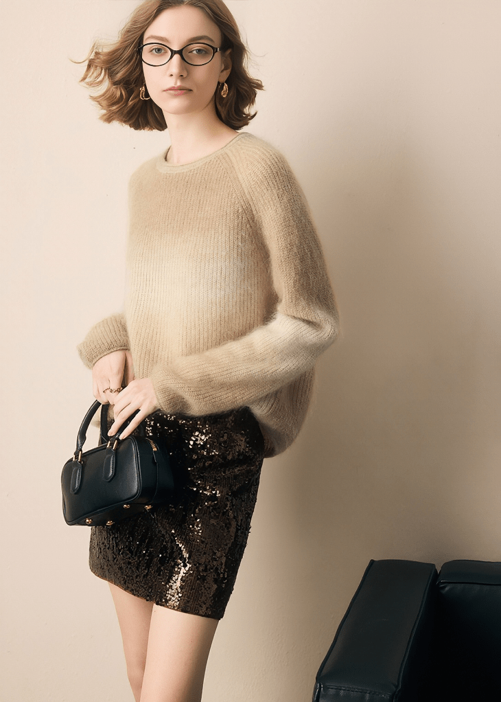 MOHAIR BLEND BOAT NECK SWEATER - Vera Lumina