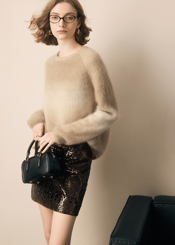 MOHAIR BLEND BOAT NECK SWEATER - Vera Lumina