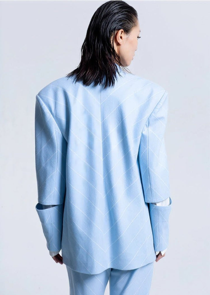 Oblique strip loose suit jacket - Vera Lumina