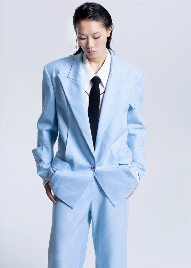 Oblique strip loose suit jacket - Vera Lumina