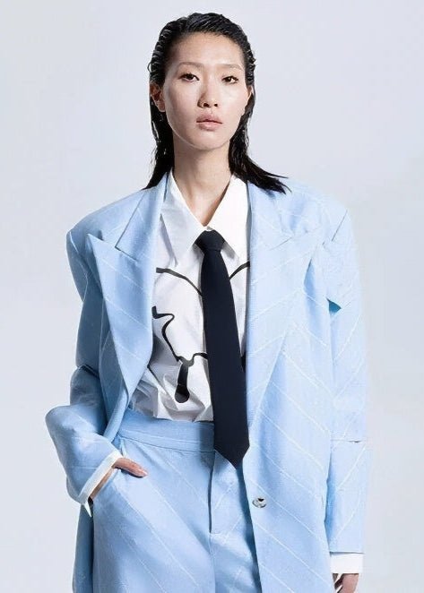 Oblique strip loose suit jacket - Vera Lumina