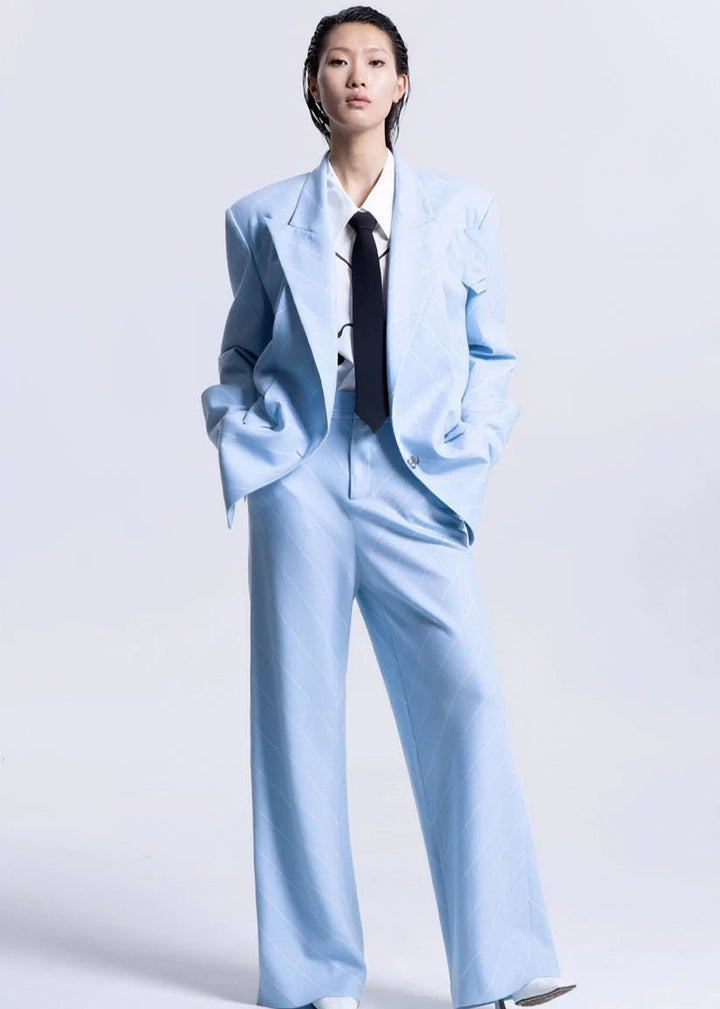 Oblique strip loose suit jacket - Vera Lumina