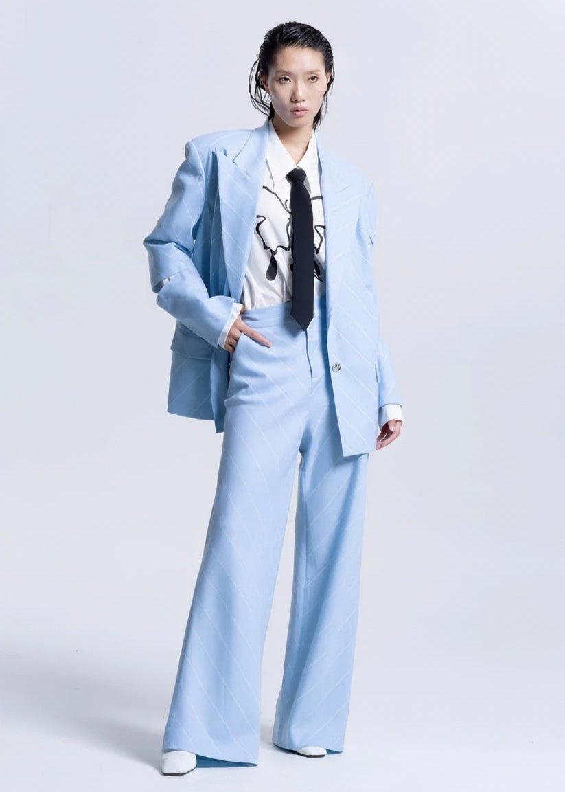 Oblique strip loose suit jacket - Vera Lumina