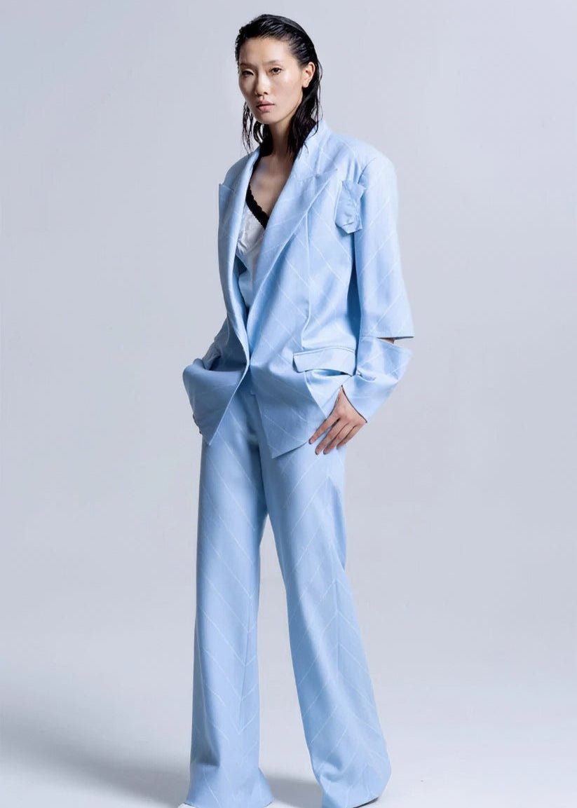 Oblique strip loose suit jacket - Vera Lumina