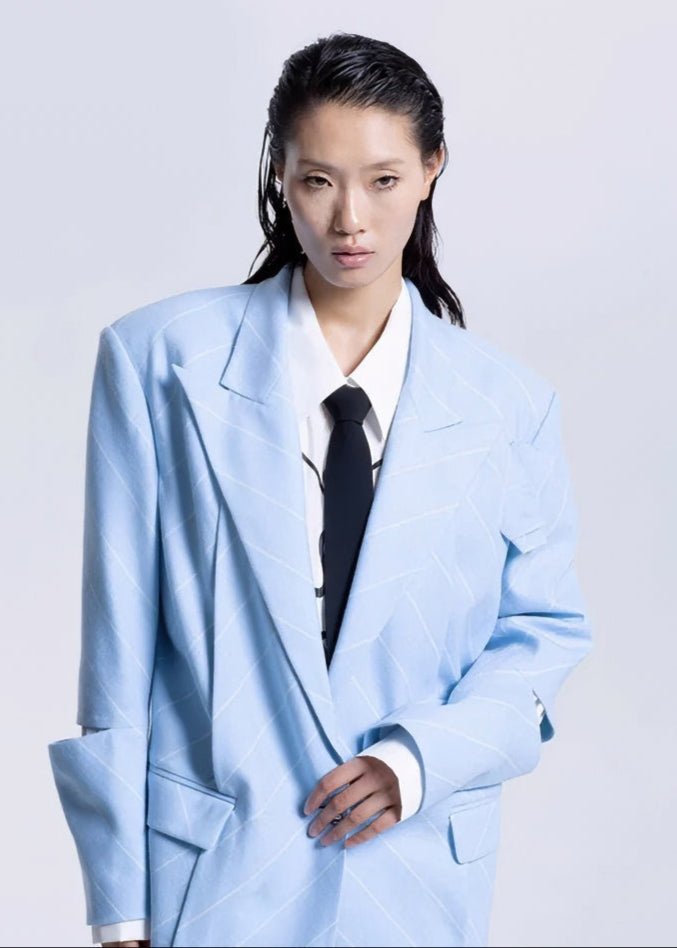 Oblique strip loose suit jacket - Vera Lumina