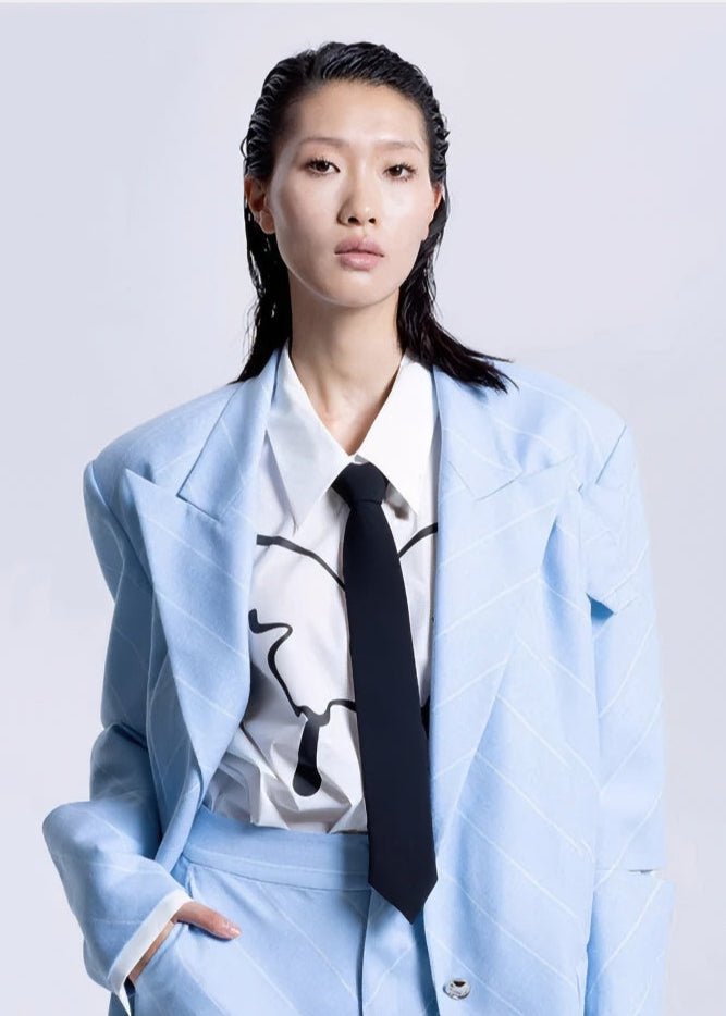 Oblique strip loose suit jacket - Vera Lumina