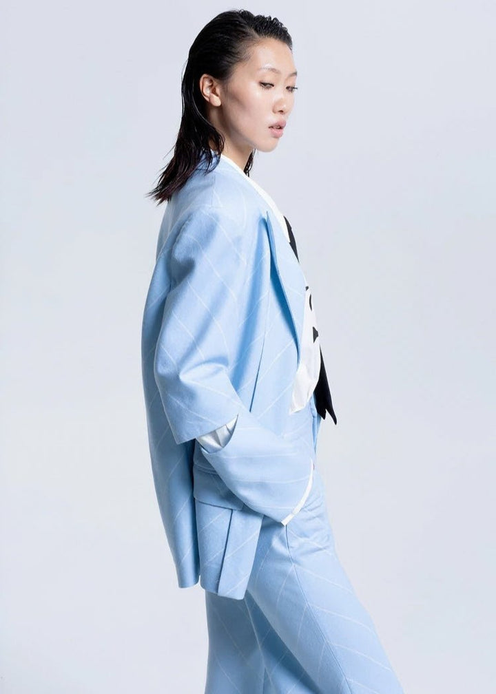 Oblique strip loose suit jacket - Vera Lumina
