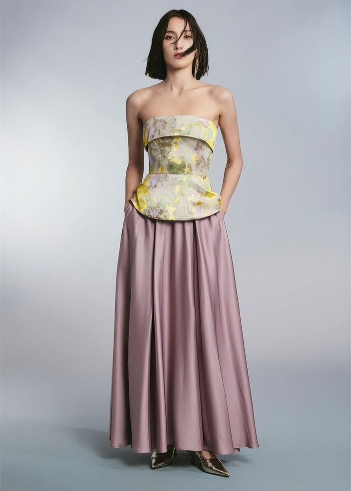 Off shoulder Classic gold top & maxi skirt - Vera Lumina