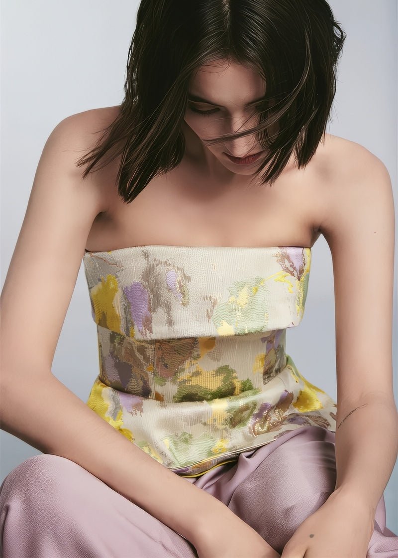 Off shoulder Classic gold top & maxi skirt - Vera Lumina