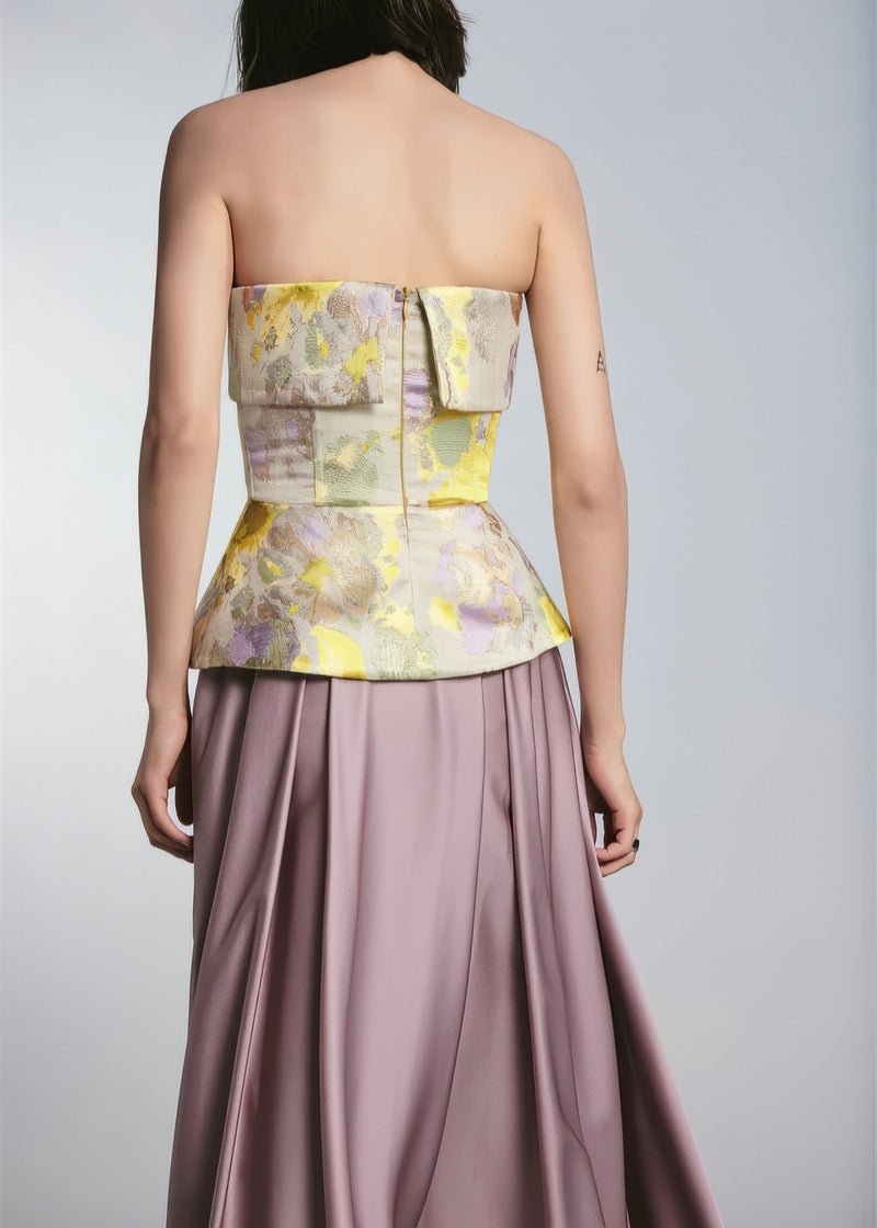 Off shoulder Classic gold top & maxi skirt - Vera Lumina