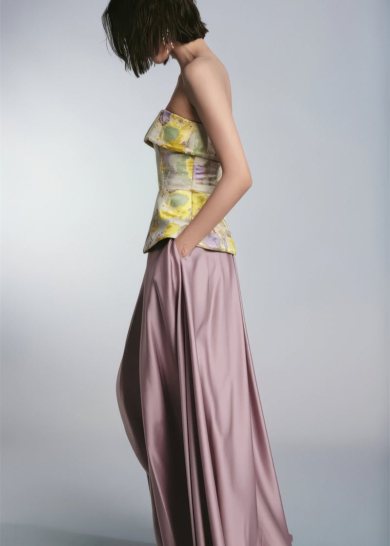 Off shoulder Classic gold top & maxi skirt - Vera Lumina