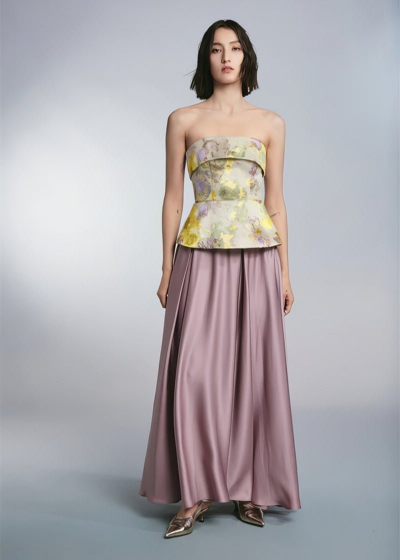 Off shoulder Classic gold top & maxi skirt - Vera Lumina