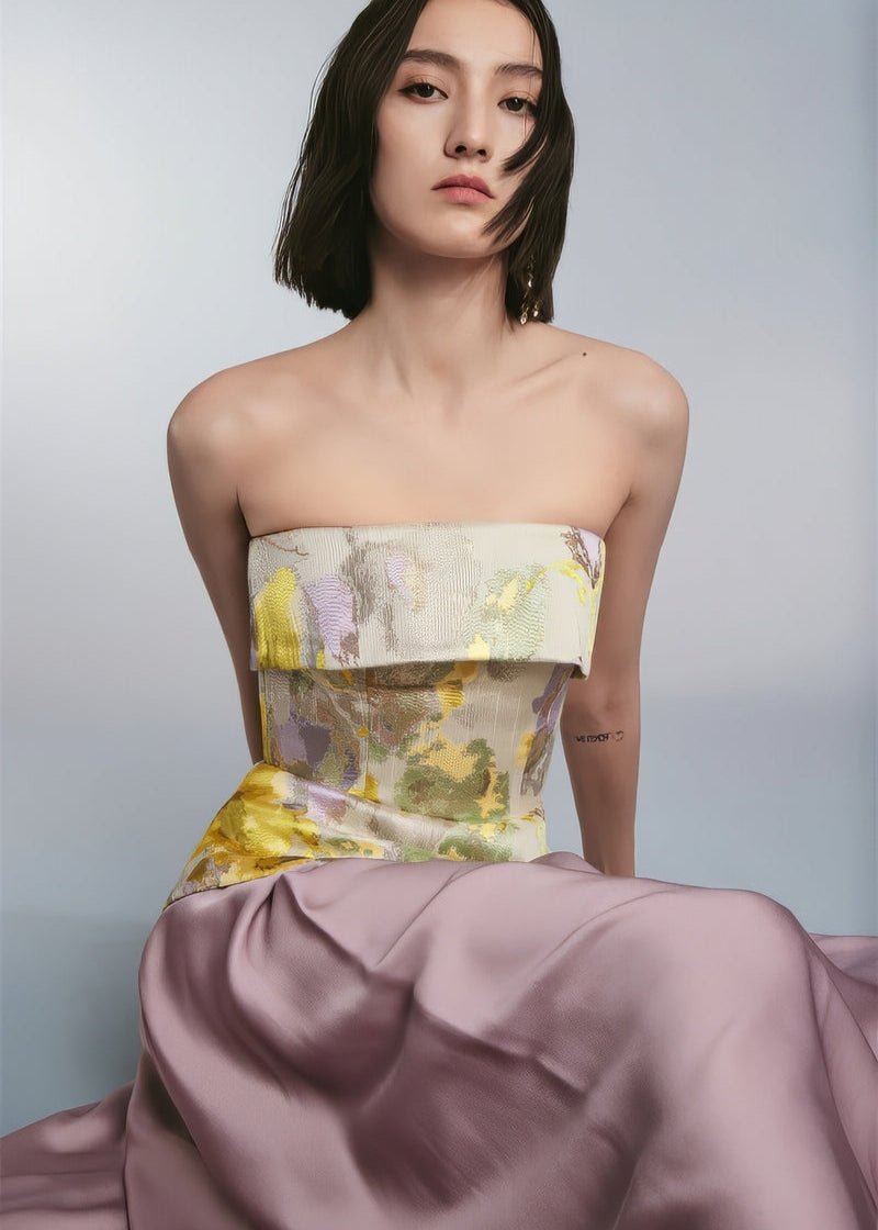 Off shoulder Classic gold top & maxi skirt - Vera Lumina