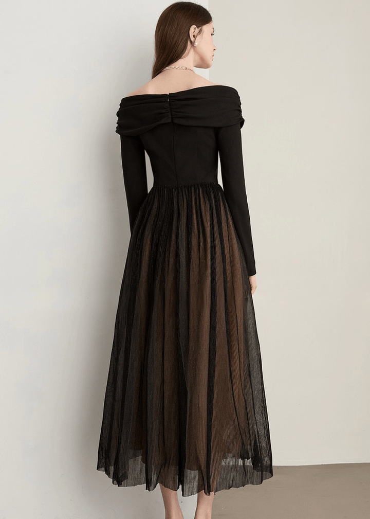 Off Shoulder Combination Dress - Vera Lumina