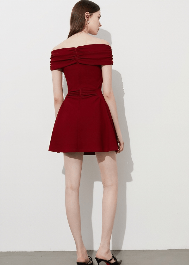 OFF SHOULDER CROSSOVER MINI DRESS - Vera Lumina