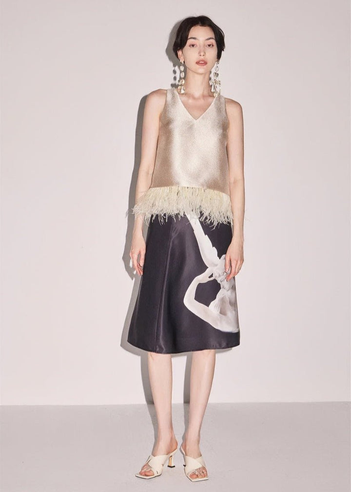 oose matte gold sleeveless tops & skirt - Vera Lumina