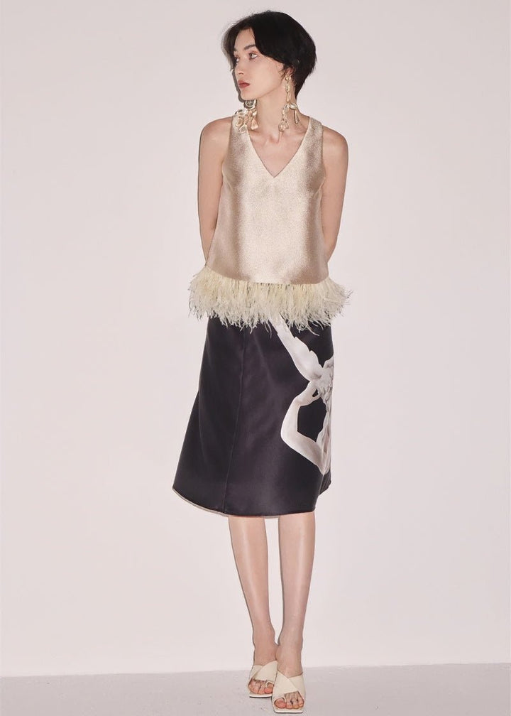 oose matte gold sleeveless tops & skirt - Vera Lumina