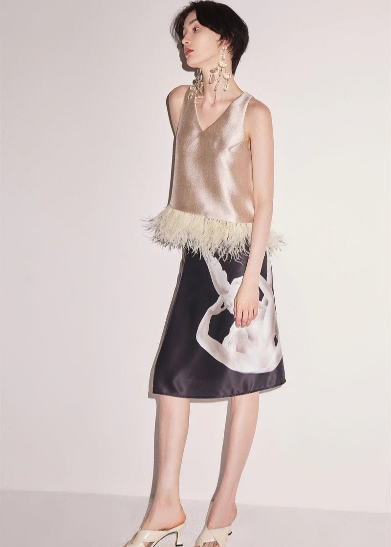 oose matte gold sleeveless tops & skirt - Vera Lumina
