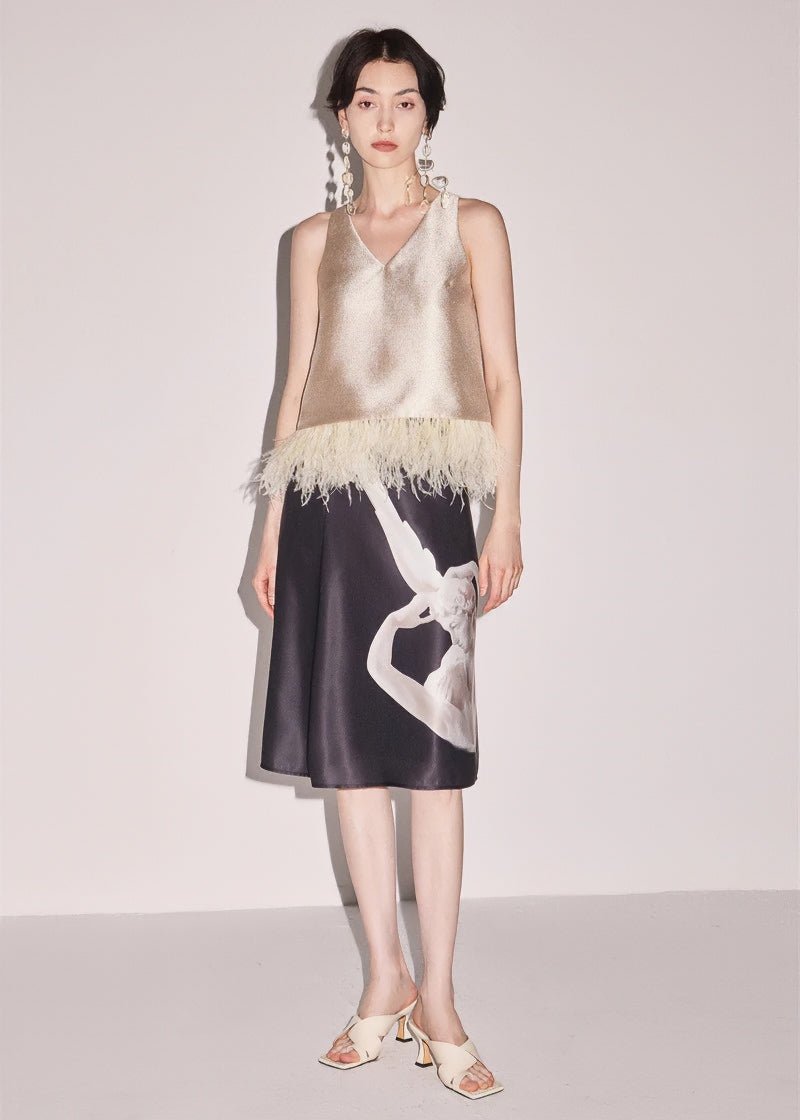 oose matte gold sleeveless tops & skirt - Vera Lumina