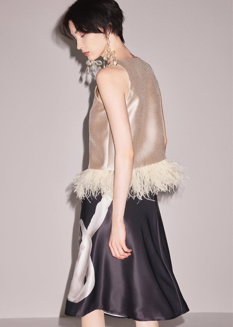 oose matte gold sleeveless tops & skirt - Vera Lumina