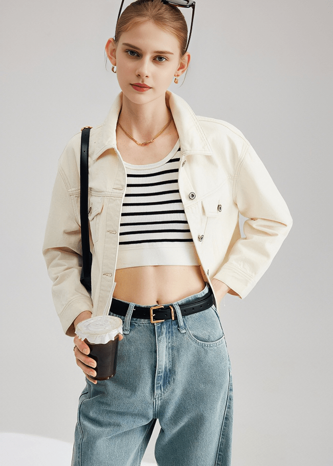 OVERSIZED CROPPED DENIM JACKET - Vera Lumina