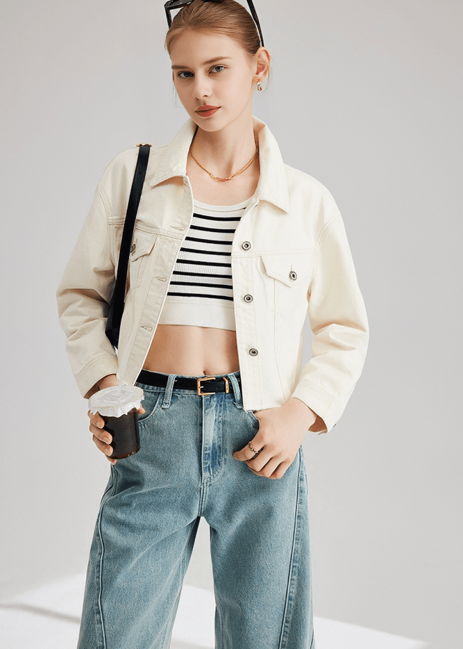 OVERSIZED CROPPED DENIM JACKET - Vera Lumina