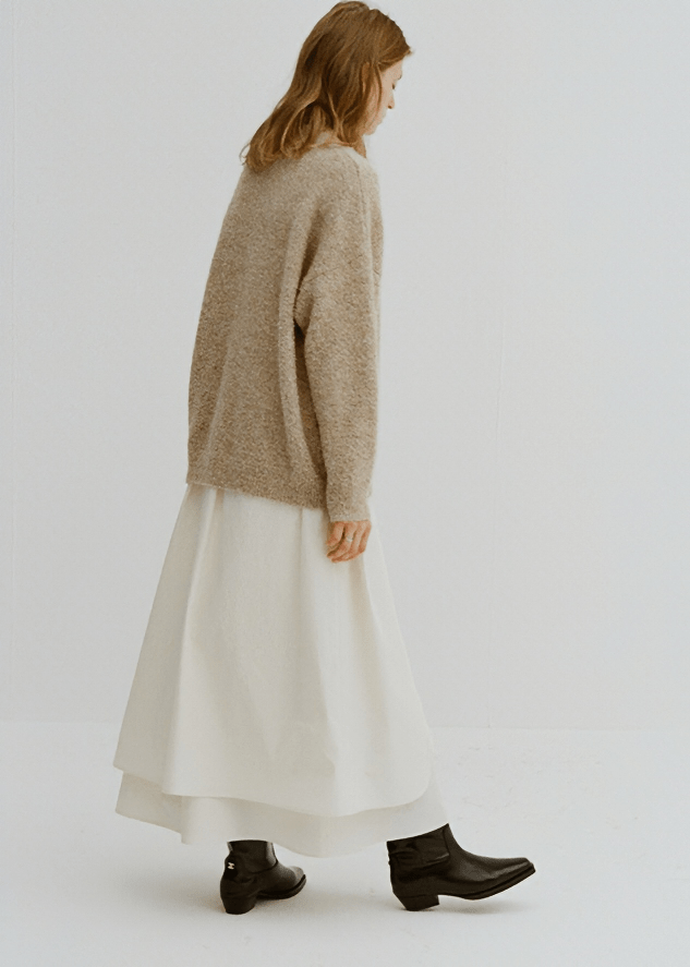 OVERSIZED KNIT CARDIGAN WITH ATTACHED SCARF - Vera Lumina