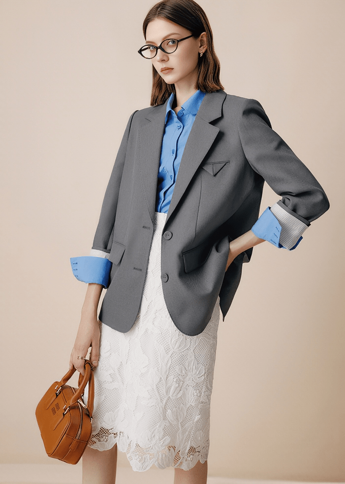 OVERSIZED LAPEL TAILORED JACKET - Vera Lumina