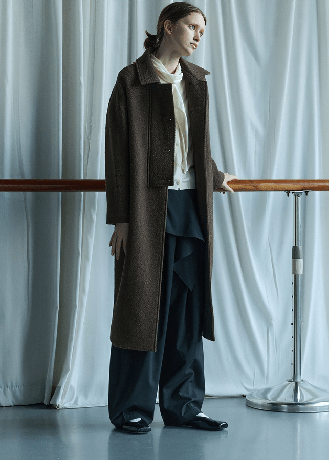 OVERSIZED TEXTURED LONGLINE COAT - Vera Lumina